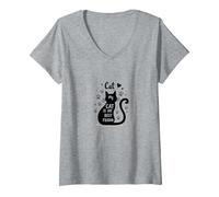 Mi Gato es mi Mejor Amigo Amante de Las Mascotas Camiseta Cuello V, Mujer, Gris Jaspeado, L