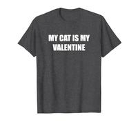 Mi Gato es mi San Valentín Camiseta, Hombre, Jaspeado Oscuro, L