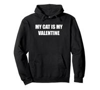Mi Gato es mi San Valentín Sudadera con Capucha, Unisex para Adultos, Negro, XL