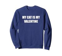 Mi Gato es mi San Valentín Sudadera, Unisex para Adultos, Azul Marino, XXL