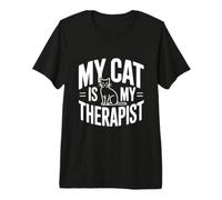Mi Gato es mi Terapeuta Amante Divertido de los Gatos Camiseta Premium