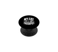 Mi Gato es mi Terapeuta Amante Divertido de los Gatos PopSockets PopGrip Adhesivo