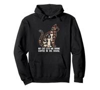 Mi Gato me Deja Tomar café en su casa Funny Cat Coffee Sudadera con Capucha