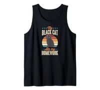 Mi Gato Negro se comió mis Deberes, Divertido Gato de Estilo Retro Camiseta sin Mangas