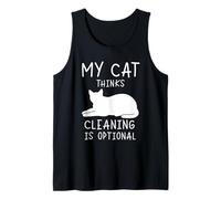 Mi Gato Piensa Que Limpiar es Humor Opcional Gatos Camiseta sin Mangas