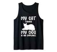 Mi Gato Piensa Que mi Perro es su Empleado Humor Gatos Perros Camiseta sin Mangas