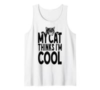 Mi Gato Piensa Que Soy Genial Sarcástico Gracioso Gatos Amante Sarcasmo Camiseta sin Mangas