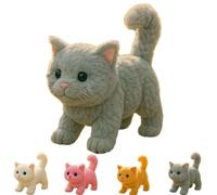 Mi Gato Realista: Gato de Mascota robótico Interactivo con Cabeza y Cola en Movimiento, Juguete de Felpa animatrónica Realista para decoración de Terapia y Regalos de Broma Gray