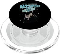 Mi gato se reporta a una nave nodriza OVNI Alien hombres mujeres PopSockets PopGrip para MagSafe