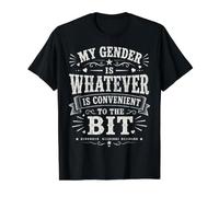 Mi género es lo Que Sea Conveniente para el bit Vintage Camiseta gráfica económica, Hombre, Negro, L