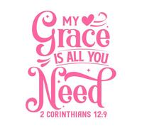 Mi gracia es todo lo que necesitas 1 Corintios versículo bíblico caligrafía Pegatinas de tallado fino 49.2x57.8cm Fácil instalación Rosa