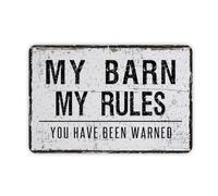 Mi Granero, Mis Reglas Cartel De Chapa Retro Pared Muestra Placa Vintage Letrero De Estaño para Cafetería Bar Garaje 20X30Cm