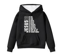 Mi Guardaespaldas Sudaderas y Sudaderas para niñas, suéter Polar cálido de Invierno con Capucha para Actividades al Aire Libre, Ropa Suave y acogedora para niños de 4 a 14 años. (Black, 12-13 Years)