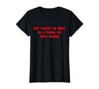 Mi Gusto en los Hombres es una Forma de autolesión Divertido Y2K Camiseta gráfica económica, Mujer, Negro, M