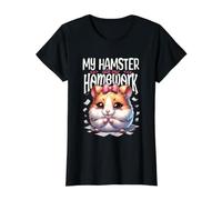 Mi hámster se comió mis Deberes Gracioso Regreso a la Escuela Camiseta gráfica económica, Mujer, Negro, L