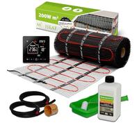 Mi-Heat Calefacción eléctrica por suelo radiante 200 W/m² 4,0 m² - Esterilla de compensación - para azulejos, vinilo, parqué y laminado, incluye termostato M2 WiFi, color negro