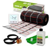 Mi-Heat Calefacción eléctrica por suelo radiante 200 W/m² 7,0 m² - Esterilla de calefacción fina para instalación en masa compensadora - Set para baldosas, vinilo, parqué y laminado - con termostato