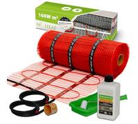Mi-Heat Esterilla calefactora eléctrica de 7 m², 160 W/m², incluye 2 unidades de tubo vacío, caja de imprimación empotrada, calefacción eléctrica por suelo radiante, siempre pies calientes de forma