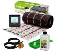 Mi-Heat Juego de calefacción eléctrica por suelo radiante de 200 W/m², 4,0 m², para baldosas, vinilo, parqué y laminado, con termostato E91 digital, color negro