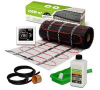 Mi-Heat Suelo radiante eléctrico 200 W/m² 1,0 m² Set - Esterilla de compensación - para baldosas, vinilo, parqué y laminado - con termostato M2 WiFi blanco