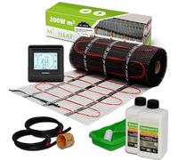 Mi-Heat Suelo radiante eléctrico 200 W/m² 15,0 m² Set - Esterilla de compensación - para azulejos, vinilo, parqué y laminado - con termostato E91 digital negro