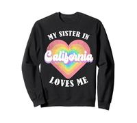 Mi Hermana en California me ama Heart Retro Groovy USA Sudadera