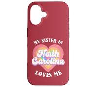 Mi Hermana en Carolina del Norte me ama Heart Retro Groovy USA Carcasa para iPhone 16