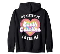 Mi Hermana en Carolina del Sur Me ama Corazón Retro Groovy USA Sudadera con Capucha