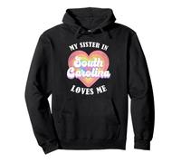Mi Hermana en Carolina del Sur Me ama Corazón Retro Groovy USA Sudadera con Capucha