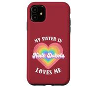 Mi Hermana en Dakota del Norte me ama Heart Retro Groovy USA Carcasa para iPhone 11