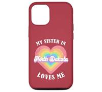 Mi Hermana en Dakota del Norte me ama Heart Retro Groovy USA Carcasa para iPhone 12/12 Pro