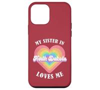 Mi Hermana en Dakota del Norte me ama Heart Retro Groovy USA Carcasa para iPhone 12 Mini