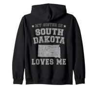 Mi Hermana en Dakota del Sur me ama América Vintage State Sudadera con Capucha