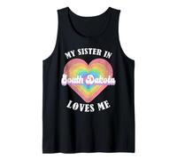 Mi Hermana en Dakota del Sur Me ama Corazón Retro Groovy USA Camiseta sin Mangas