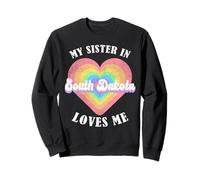 Mi Hermana en Dakota del Sur Me ama Corazón Retro Groovy USA Sudadera