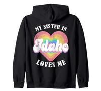 Mi Hermana en Idaho me ama Heart Retro Groovy USA Sudadera con Capucha