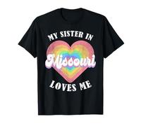 Mi Hermana en Missouri me ama Heart Retro Groovy USA Camiseta