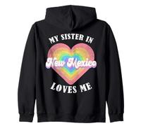 Mi Hermana En Nuevo México Me Ama Corazón Retro Groovy USA Sudadera con Capucha