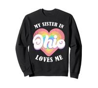 Mi Hermana en Ohio me ama Heart Retro Groovy USA Sudadera