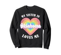 Mi Hermana en Oklahoma me ama Heart Retro Groovy USA Sudadera