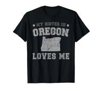 Mi Hermana en Oregon me ama América Vintage State Camiseta