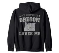 Mi Hermana en Oregon me ama América Vintage State Sudadera con Capucha