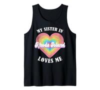 Mi Hermana En Rhode Island Me Ama Corazón Retro Groovy USA Camiseta sin Mangas
