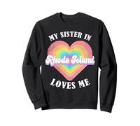 Mi Hermana En Rhode Island Me Ama Corazón Retro Groovy USA Sudadera