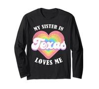 Mi Hermana en Texas me ama Heart Retro Groovy USA Manga Larga