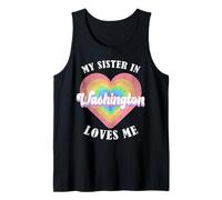 Mi Hermana en Washington me ama Heart Retro Groovy USA Camiseta sin Mangas