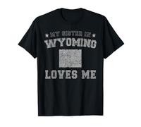 Mi Hermana en Wyoming me ama América Vintage State Camiseta