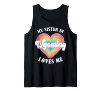 Mi Hermana en Wyoming me ama Heart Retro Groovy USA Camiseta sin Mangas