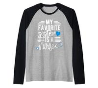 Mi Hermana Favorita es una Enfermera RN - Hermano de una Enfermera Hermana Camiseta Manga Raglan