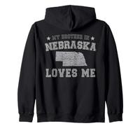 Mi Hermano En Nebraska Me Ama América Vintage State Sudadera con Capucha